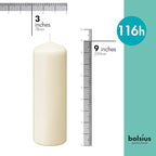 BOLSIUS 6 Ivory Pillar Candles Bulk - 3x9 Inches Candle Set - 116+ Hours Clean Burning - No Palm Oil - 0% Animal Fat - Premium European Quality - Unscented Dripless Any Occasion Pillars