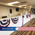 SYII Bunting Flag 2x4 Feet Outdoor, Embroidery Stars American US Bunting Flags with 3 Brass Grommets, Patriotic Half Fan Banner for Fourth of July Decor, 4th of july Decorations Outdoor