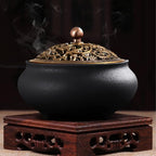 Coil Incense Burner， Ceramic Cone Incense Burner Holder Suitable for Incense/Cone/Coil/Stick, Sage, Mosquito Incense, and Charcoal. Incense Holder+Fireproof Cotton Inside.