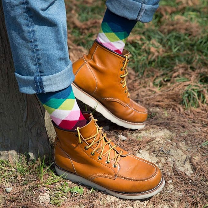 DRASEX Men's Dress Socks Funky Colorful Pattern Cotton Novelty Casual Crew Socks