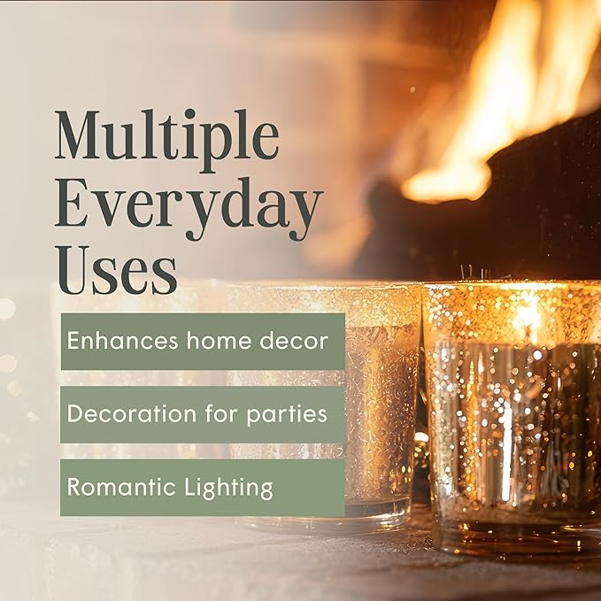 Mister Candle Pine Scented Holiday Votives Candles, Mini Artisan Gold Jars, Christmas Candles with Essential Oils Made in USA, 15 Hr Burn Time, (Mistletoe, Set of 12)