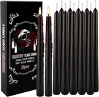 12PCS 10-Inch Black Bleeding Taper Candles,Vampire Tears Taper Candles- Unscented Ideal for Halloween, Christmas, Rituals, and Themed Party Decor