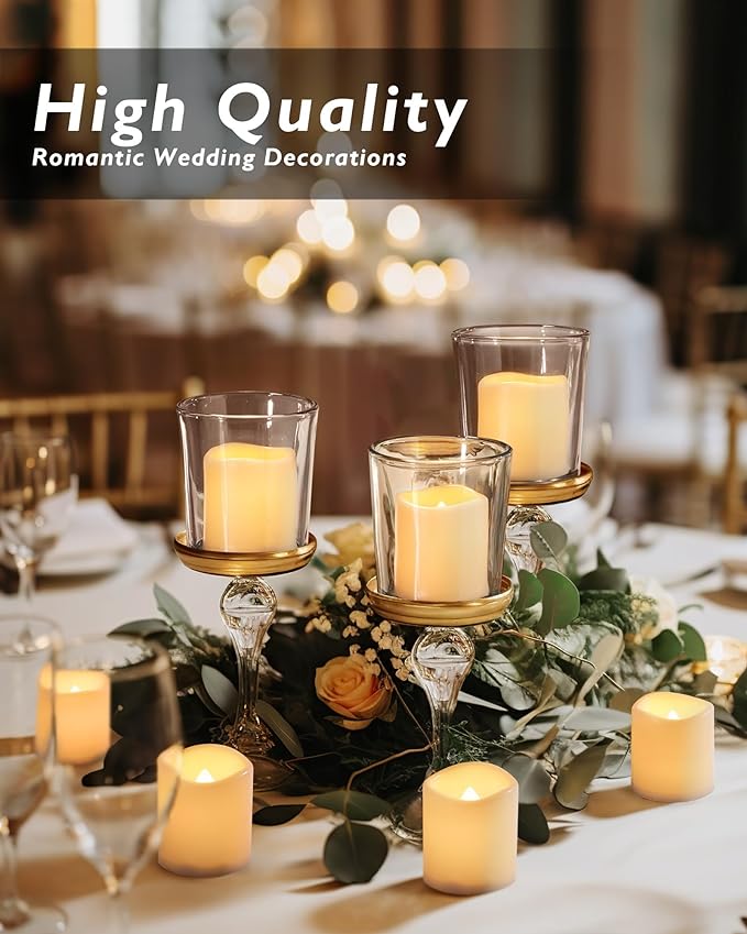 Homemory 12Pack Flickering Flameless Votive Candles, 200+Hour Electric Fake Candles, Battery Operated LED Tealight for Wedding, Outdoor, Table, Festival (Warm White,Battery Included)