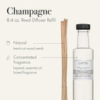 LAFCO New York Reed Diffuser Refill, Champagne - 8.4 oz - Up to 4-Month Fragrance Life - Includes Natural Wood Reeds - Free of Dyes & Propellants - Made in The USA