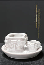 4-in-1 Ceramic Incense Holder & Ash Catcher Tray, Multi-Functional Design for Sage, Palo Santo, Incense Sticks, and Candles- Elegant White Tray for Meditation, Yoga and Home Decor