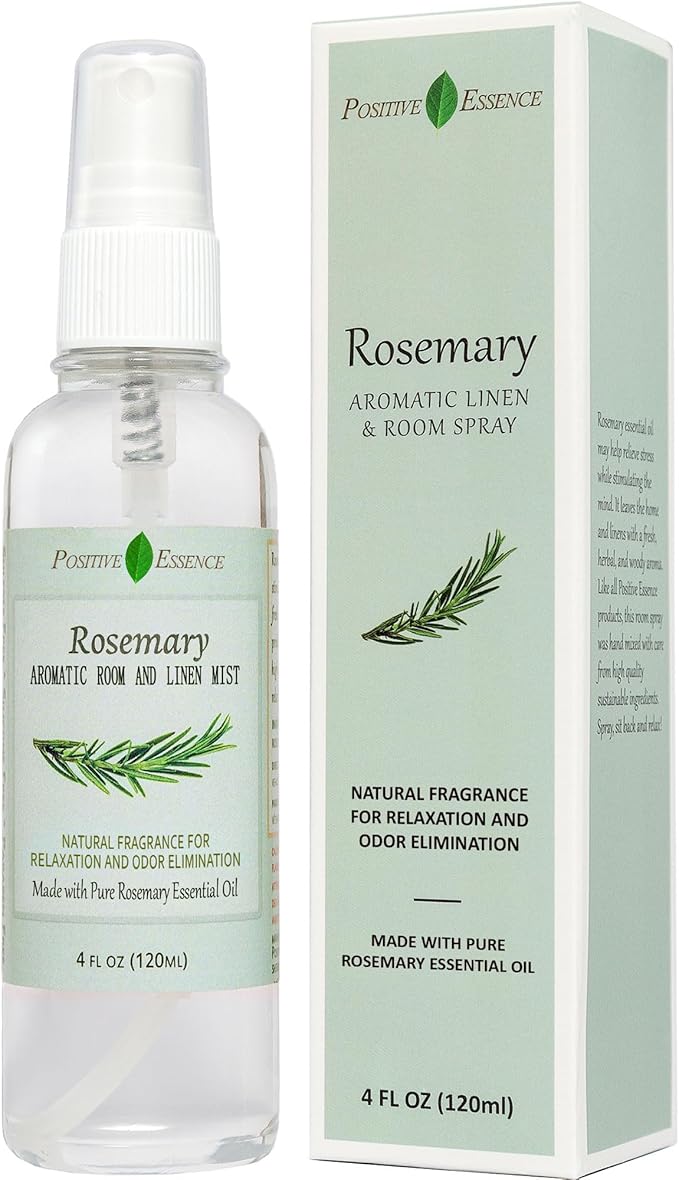 Rosemary Linen & Room Spray, Natural Aromatic Spray Made with 100% Pure Rosemary Essential Oil, Relaxing Home Fragrance (4.06 fl oz)