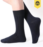 WANDER Mens Dress Socks Double Needle Rib Cotton Solid Premium Socks Lightweight Classic Business Socks 6/8 Pairs 7-12/13-15