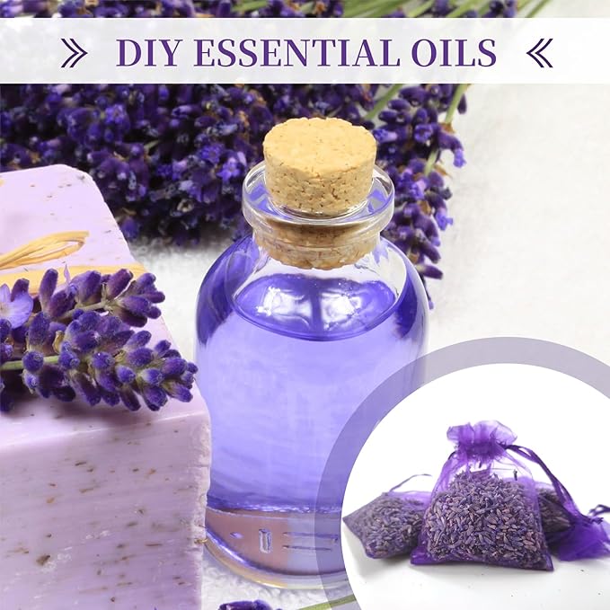 24 Pieces French Dried Lavender Sachet Lavender Flower Bags Long Lasting Fresh Scents 2023 New Lavender Buds for Clothes Storage Drawers and Closets Home