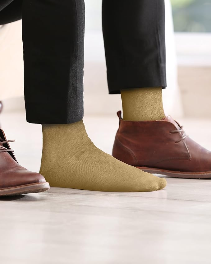 Feraricci Solid Color Casual Dress Socks for Men - Colorful & Comfortable Crew Socks