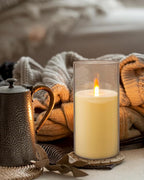 Flameless Candles, LED Candles with Remote Control and Timer, New True Analog 3D Wick Battery-Powered Acrylic Pillar Candle for Romantic Ambience and Home Décor, 3 Piece Set (Ivory)