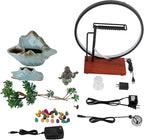 Backflow Incense Holder with Water Fountains and LED Light, Rockery, Maitreya and Plants Perfect for Relaxing or Home Decor (Maitreya)