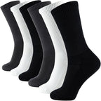 +MD Crew Socks for Men 6 Pairs, Viscose Bamboo Socks, Mens Dress Socks with Soft Cushioned, Smell Control, Black White