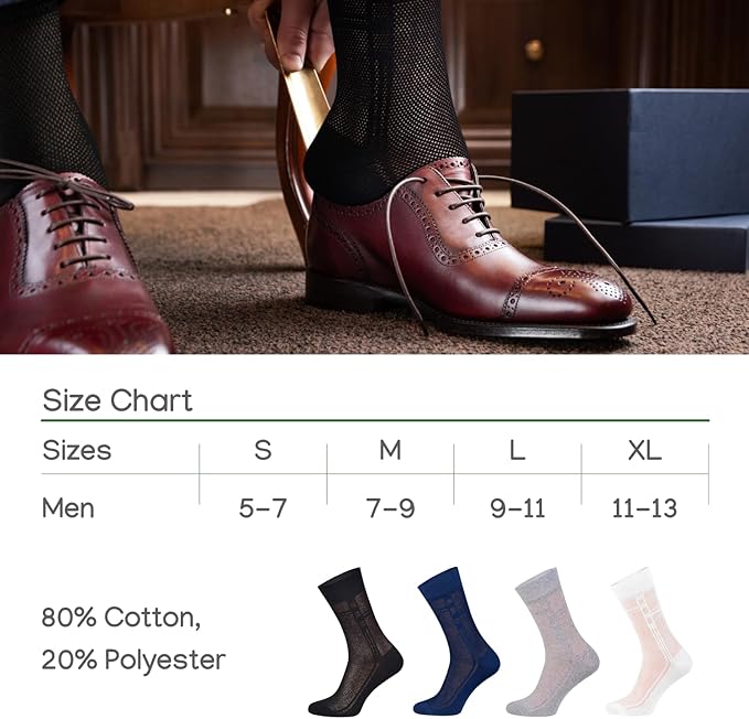Men's Socks, Ultra Thin Breathable Cotton Mens Dress Socks (5 pack), Super Soft and Lightweight Sock for Men