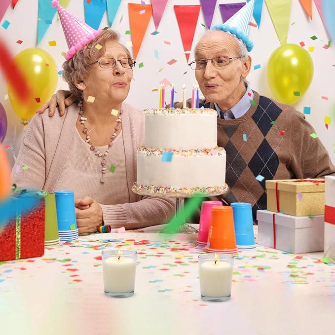 Unscented White Votive Candles in Glass Small Soy Wax 1.8oz Candles for Wedding Party Dinner Table Home, 4 Packs