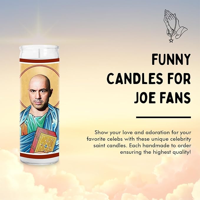 Joe Celebrity Glass Jar Candle – Unscented Handmade Soy Wax Votive Candle – Unique Gift for Podcast Lovers – Home Decor Collectible for Living Room & Office – 8 Inch