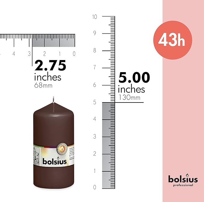BOLSIUS 8 Maroon Pillar Candles - 2.75 x 5 Inches - Premium European Quality - Individually Wrapped - 43 Hours Burn Time - Dripless & Smokeless - Unscented Dinner, Wedding, Party, & Restaurant Candles