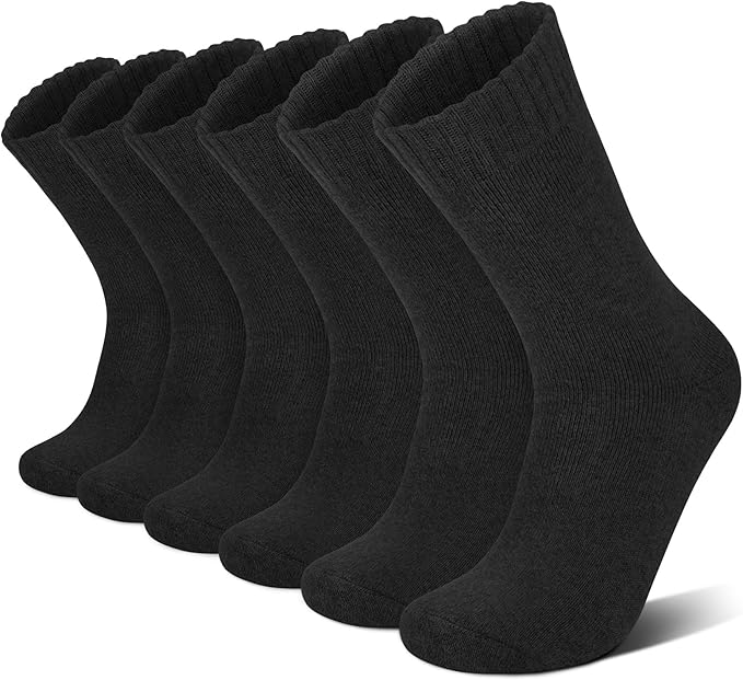 6 Pairs Merino Wool Socks for Men Thick Warm Thermal Winter Striped Dress Hiking Crew Men Socks Size 9-14