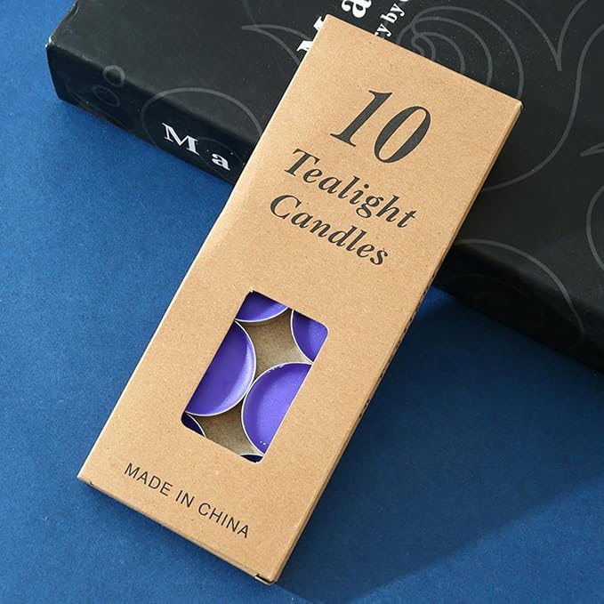 Tea Candles Wedding 10 Pack Party and Home Decoration Votive Parties Tealight Small Wishing Bulk with 1.5-2 Hours Extended Burn Time Mini for Birthday Emergency Family (Purple)