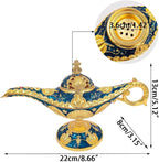 Vintage Aladdin Genie Lamp Cone Incense Holder,Legend Magic Lamp Incense Burner Arabian Costume Props,Wishing Light for Home Decor Birthday Party Wedding Blue