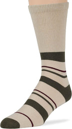 Men's Diabetic Loose Seamless Dress Crew Socks - 5 Pack Large - Stripe Pattern - Sock Size 10-13 Shoe Size 9-12 Burgundy, Dark Navy, Olive Green, Light Beige