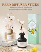 9 Pcs Reed Diffuser Sticks, Reed Fragrance Diffuser Flowers Set, Natural Rattan&Handmade Flower Refill Replacement Sticks, House Bedroom Office Decor