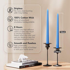 New Burning Formula Unscented Dripless 10-Inch Taper Candles Set of 12 - Light Blue, for Wedding, Dinner - Smokeless, Long Burning - Hand Poured, Colored Tall Candlesticks - Azul Claro