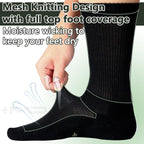 +MD Crew Socks for Men 6 Pairs, Viscose Bamboo Socks, Mens Dress Socks with Soft Cushioned, Smell Control, Black White