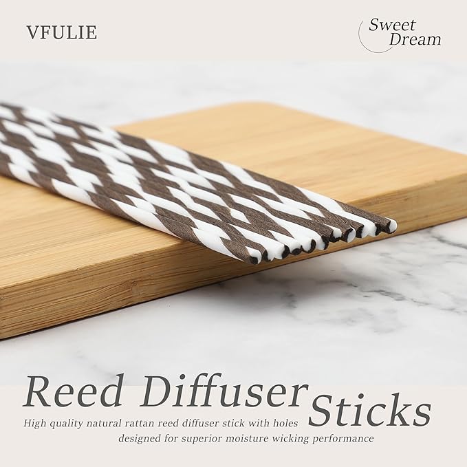 VFULIE 100PCS Reed Diffuser Sticks, 10 Inch Natural Rattan Wood Sticks Essential Oil Aroma Diffuser Sticks Refill Replacement for Aroma Fragrance (Spiral in Brown and White)