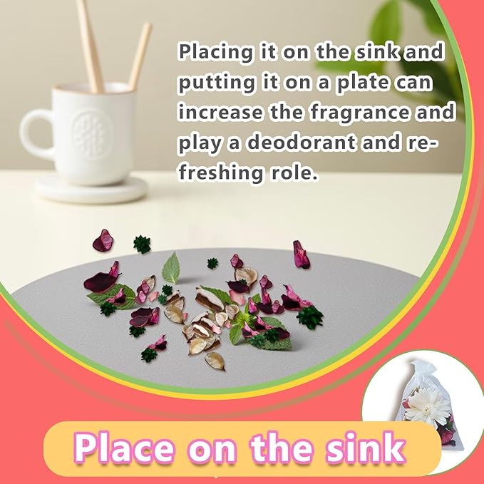 DIY Sweet Floral Heart Shaped Dry Flower Sachet Set|Home, car, and Gift|Scented Sachets for Drawers and Closets, Long-Lasting Sachets Bags Wardrobe Freshener, | Eco refillable Bags (5 Bags+Flowers).