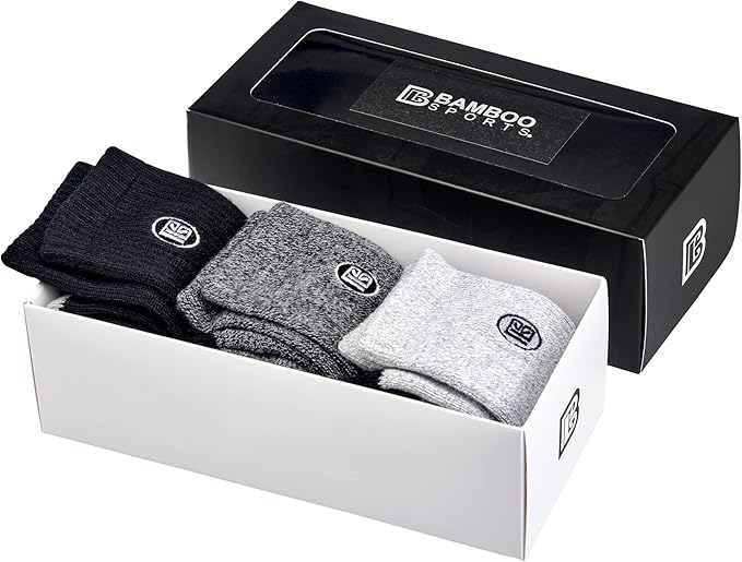 Bamboo Sports Premium Bamboo Crew Work Socks- Moisture Wicking, Odor Eliminating