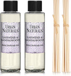 Urban Naturals Lavender & Sandalwood Scented Oil Reed Diffuser Refill and Reed Sticks, 4 oz (2 Pack)