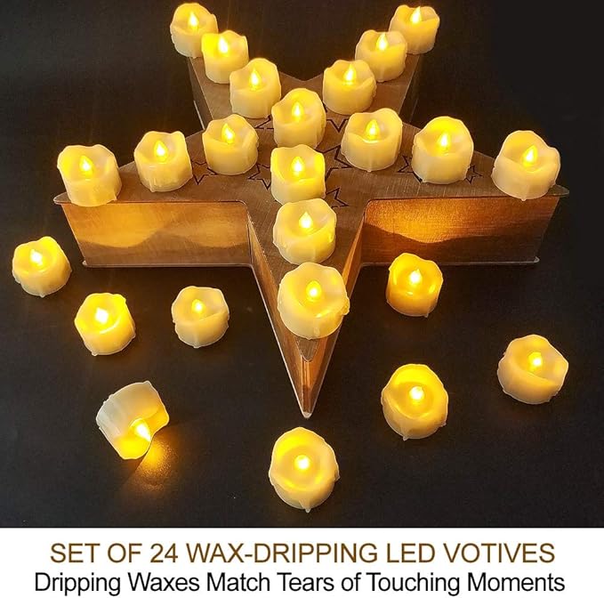Set of 24 LED Votive Candles with Remote and Timer (Cream) - LED Flameless Votive Candles Flickering - Valentines Day Decor Candle Battery Operated Bulk Rustic Wedding Decorations