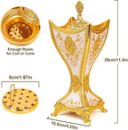 Bakhoor Incense Burner, 11Inches Charcoal Incense Burner - for Yoga, Spa Aromatherapy, Office & Home Decor, Trophy Shape (Gold)