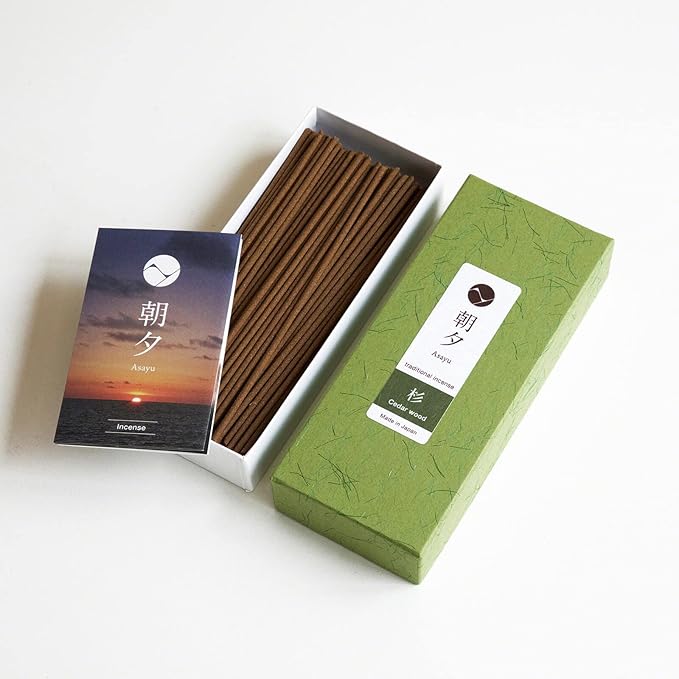 Asayu Japan Traditional Incense Sticks Japanese Cedar Wood Fragrance Scent (40gr) for Evening Meditation, Relax or Yoga, Made in Japan - Japanese Cedar Wood 40gr