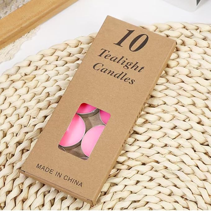 Colored tealight Candles Handmade Organic Tea Lights Set of 10pack Small red Candles 1.5-2 Hours Burn Tea Lights for Valentine's Day, Birthday, Votive Parties ，Home Decoration (Pink)