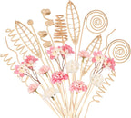 Queekay 32 Pcs Reed Diffuser Sticks Set Include 21pcs Natural Rattan Wood Beads, 11 Style Fragrance Diffuser, Rattan Reed Fragrance Replacement for Home(Pink Color)