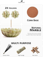 Radicaln Marble Incense Holder 5.5" Inches Green Handmade Palo Santo Stick for Home Décor, Modern Incense Holder for Sticks, Citronella incenses Stick for Room & Office Aromatherapy