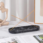 Incense Holder, Natural Marble Incense Burner, Incense Stick Holder for Meditation, insence-Sticks Holder, 10.6inch Ash Catcher (Black)