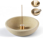 Koville Natural Marble Incense Holder, Incense Holder for Sticks with 9 Holes, Handmade Incense Burner Ash Catcher for Meditation Yoga SPA, Balsam Fir/Palo Santo/Sage/Cone (Sandstone-Brown)