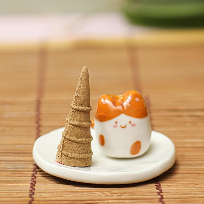 Handmade Ceramic Incense Holder for Sticks, Incense Plate for Stick with Ash Catcher Anti-ash, Incense Burner for Meditation Yoga Spa Aromatherapy Home Room Decor Easily Grab Ash