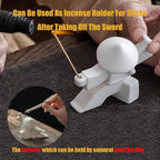 EAEMDY Samurai Figure Figurine Japanese Warrior Statue Decor for Table Room, Incense Holder for Stick Burner Incense Stick Holder, Kongfu Tea Pet Decoration (5.White C+Green C)