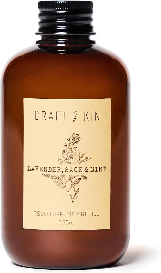 Lavender, Sage & Mint Reed Diffuser Oil Refill | Reed Diffuser Refill for Craft & Kin Diffusers | Long Lasting Home Fragrance - 5.75 oz