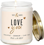 Valentines Day Gifts for Her, Valentine Candles -"I Love You" Candle, w/Eucalyptus & Geranium I I Love You Gifts for Her I Valentines Day Candle for Wife, Girlfriend I 9oz, 50Hr Burn, USA Made