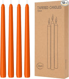 12 Pack Orange Taper Candles - Taper Candles 10 Inch Dripless, Smokeless & Unscented - 8 Hours Long Burning - Ideal for Weddings, Dinner Parties, and Home Decor