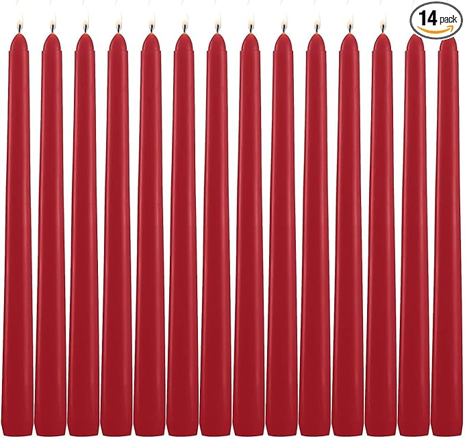 14 Pack Tall Taper candles-10 inch Red Unscented Candles with 8-Hour Burn Time for Christmas, Weddings, New Year Celebrations, Festive Gatherings