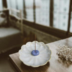 Ceramic Incense Holder for Sticks, Handmade Incense Burner Trays with 3 Pcs Incense Holes, Multi-Purpose Ash Catcher for Coils, White Sage & Palo Santo, Smudge Bowl for Meditation Yoga Decor (White)