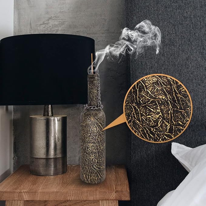 Sermo Glass Smoking Bottle Incense Holder Burner (Dragon - Golden)