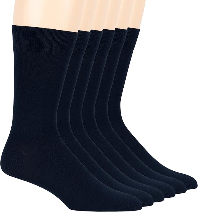 7BigStars Mens Dress Socks – 6 Pairs Crew, Soft Stay Up, Cotton Comfort for Business, Office, Big and Tall, Breathable