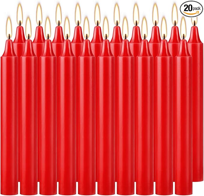 Set of 20 Red Candles – Mini Taper Candles for Christmas,Household, Wedding, Rituals, Prayer, Birthdays, Meditation, Altar,Party and Home Décor Candlesticks - 4 Inch Tall, Unscented (Red)