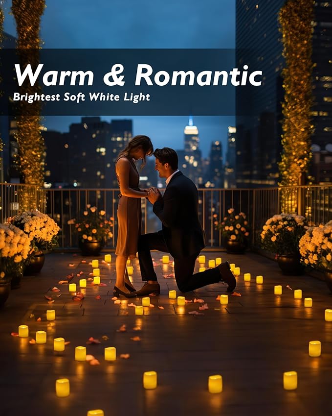 Homemory 50Pack Flickering Flameless Votive Candles,200+Hour Electric Fake Candles,Battery Operated LED Tealight for Wedding,Outdoor,Table,Halloween,Christmas Decor(Warm White,Battery Included)